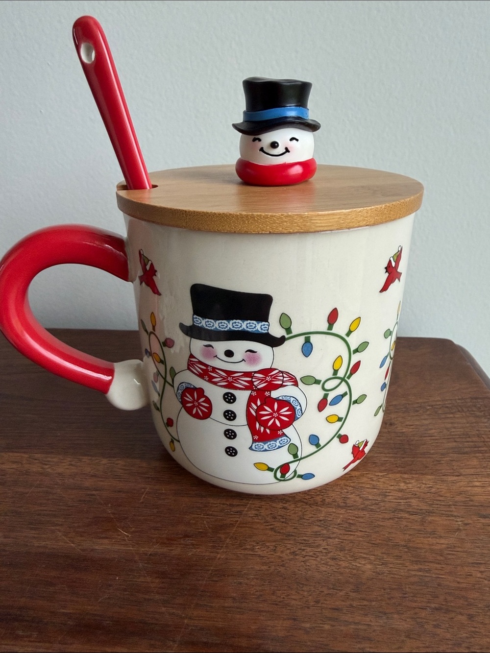 Temp-tations by Tara Christmas Snowman Penguin Reindeer 18 Oz Mug Lid Spoon Set